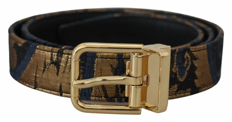 Dolce & Gabbana Multicolor Jacquard Leather Logo Buckle Belt - Image 2