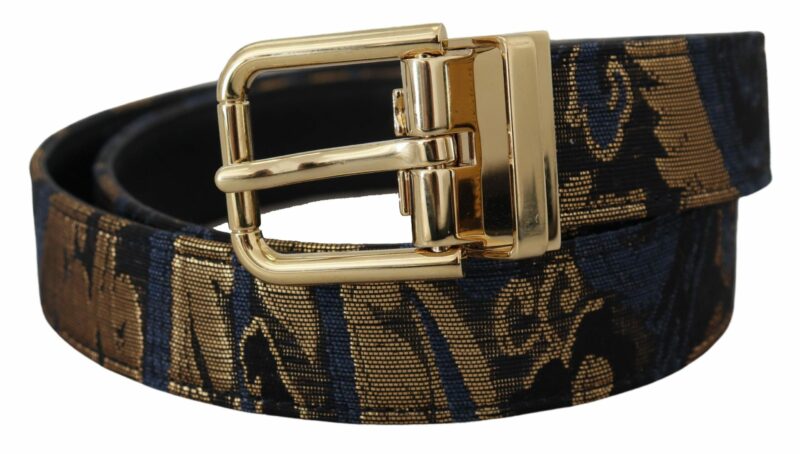 Dolce & Gabbana Multicolor Jacquard Leather Logo Buckle Belt - Image 3