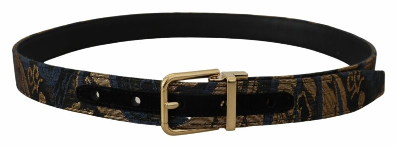 Dolce & Gabbana Multicolor Jacquard Leather Logo Buckle Belt - Image 4