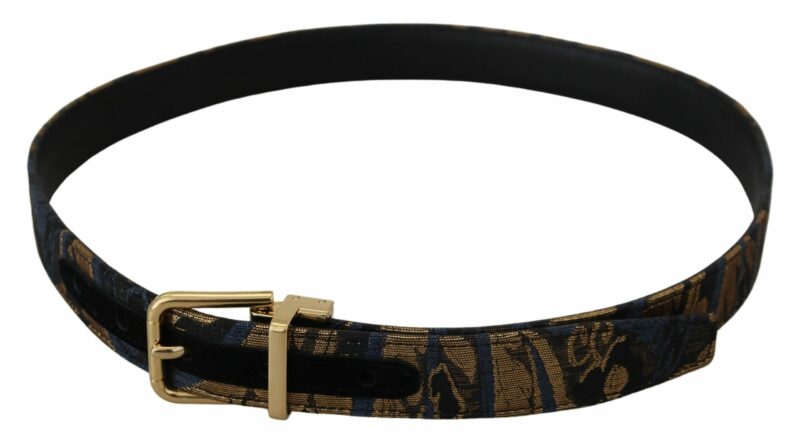 Dolce & Gabbana Multicolor Jacquard Leather Logo Buckle Belt - Image 5