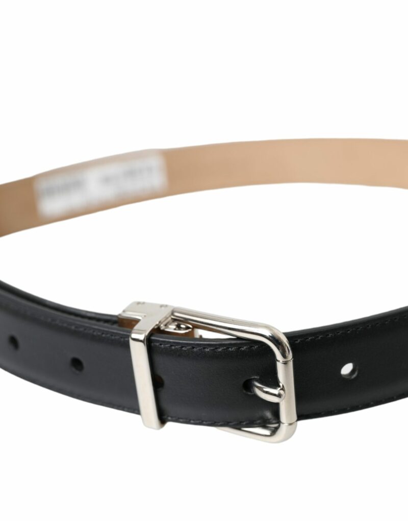 Dolce & Gabbana Black Leather Airpods Case Silver Buckle Belt - Image 5