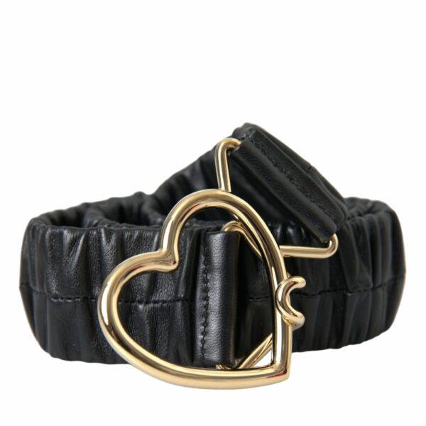 Dolce & Gabbana Black Leather Gold Heart Metal Buckle Belt