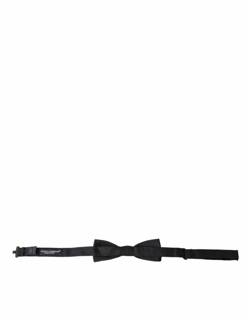 Dolce & Gabbana Black Silk Adjustable Neck Men Bow Tie - Image 4