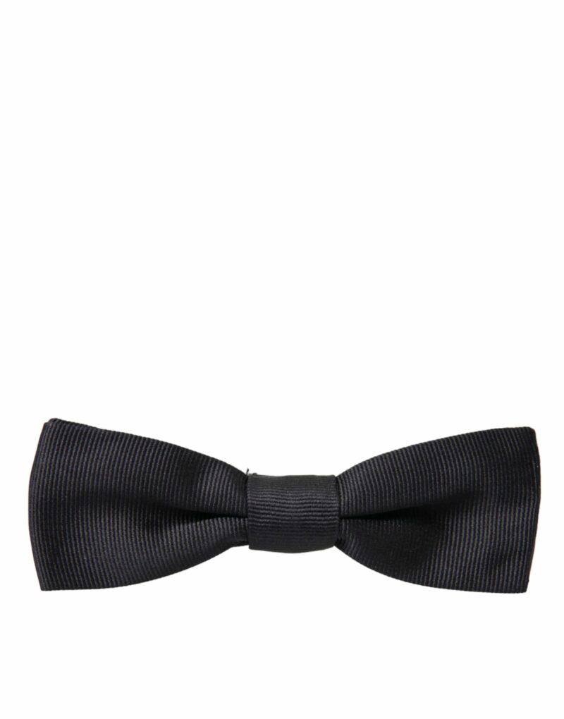 Dolce & Gabbana Black Silk Adjustable Neck Men Bow Tie - Image 6