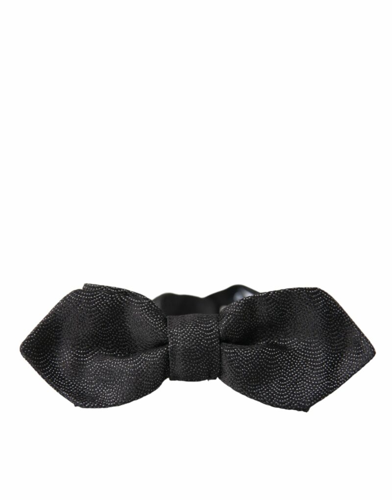 Dolce & Gabbana Black Silk Adjustable Neck Men Bow Tie - Image 4