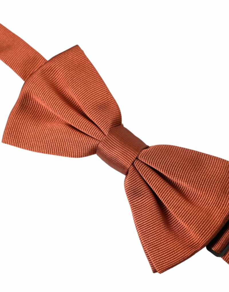 Dolce & Gabbana Brown Silk Adjustable Neck Men Bow Tie - Image 3