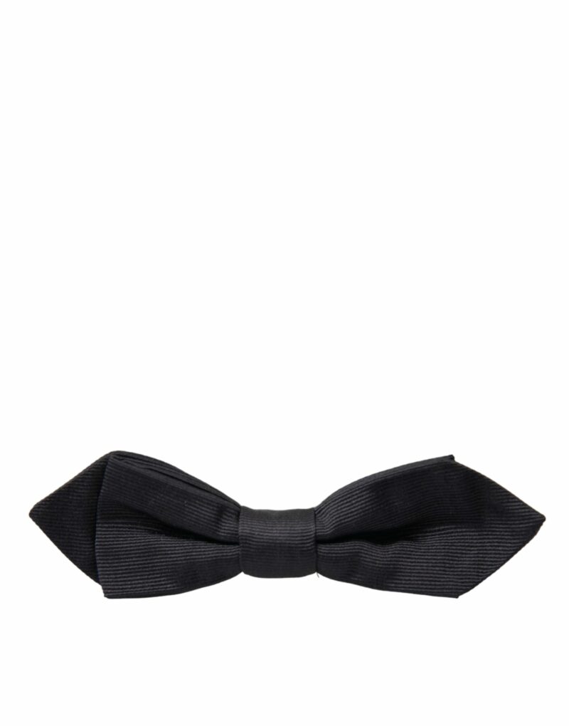 Dolce & Gabbana Black Silk Adjustable Neck Men Bow Tie - Image 4
