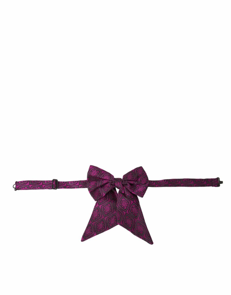Dolce & Gabbana Purple Ribbon Silk Adjustable Neck Men Bow Tie - Image 2