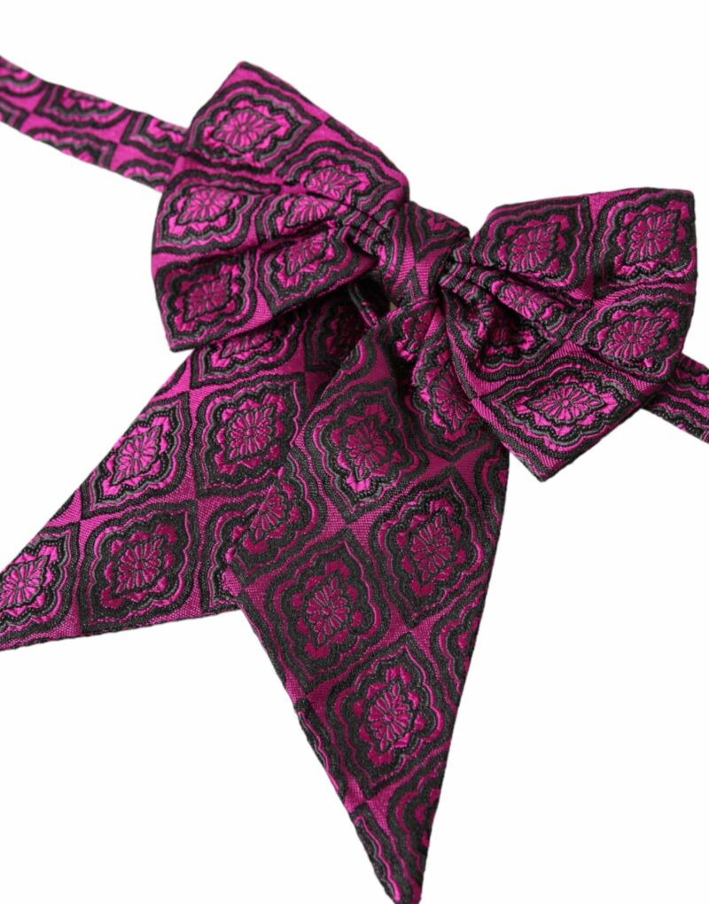Dolce & Gabbana Purple Ribbon Silk Adjustable Neck Men Bow Tie - Image 3