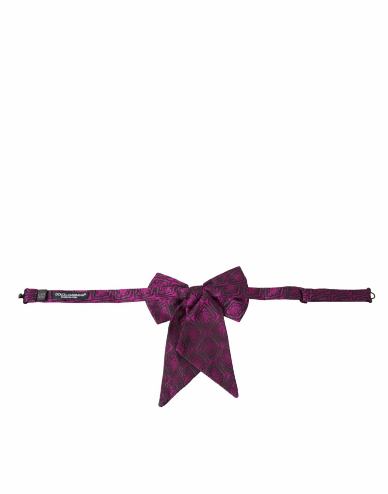 Dolce & Gabbana Purple Ribbon Silk Adjustable Neck Men Bow Tie - Image 4
