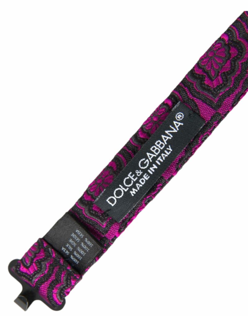 Dolce & Gabbana Purple Ribbon Silk Adjustable Neck Men Bow Tie - Image 5