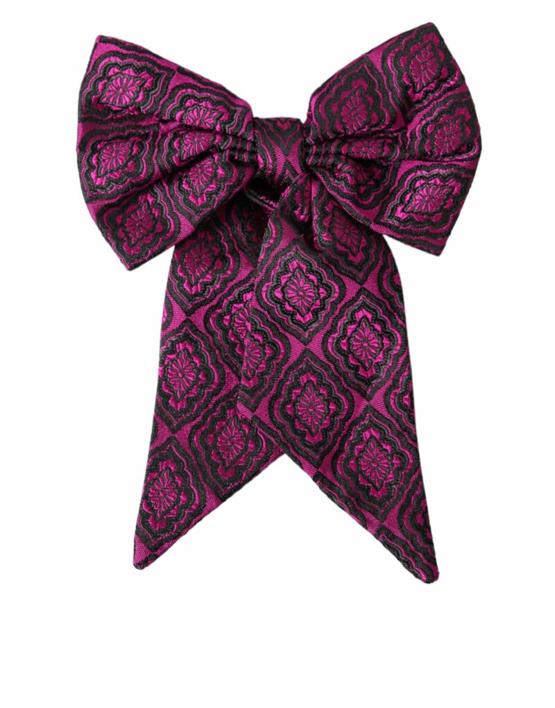 Dolce & Gabbana Purple Ribbon Silk Adjustable Neck Men Bow Tie - Image 6