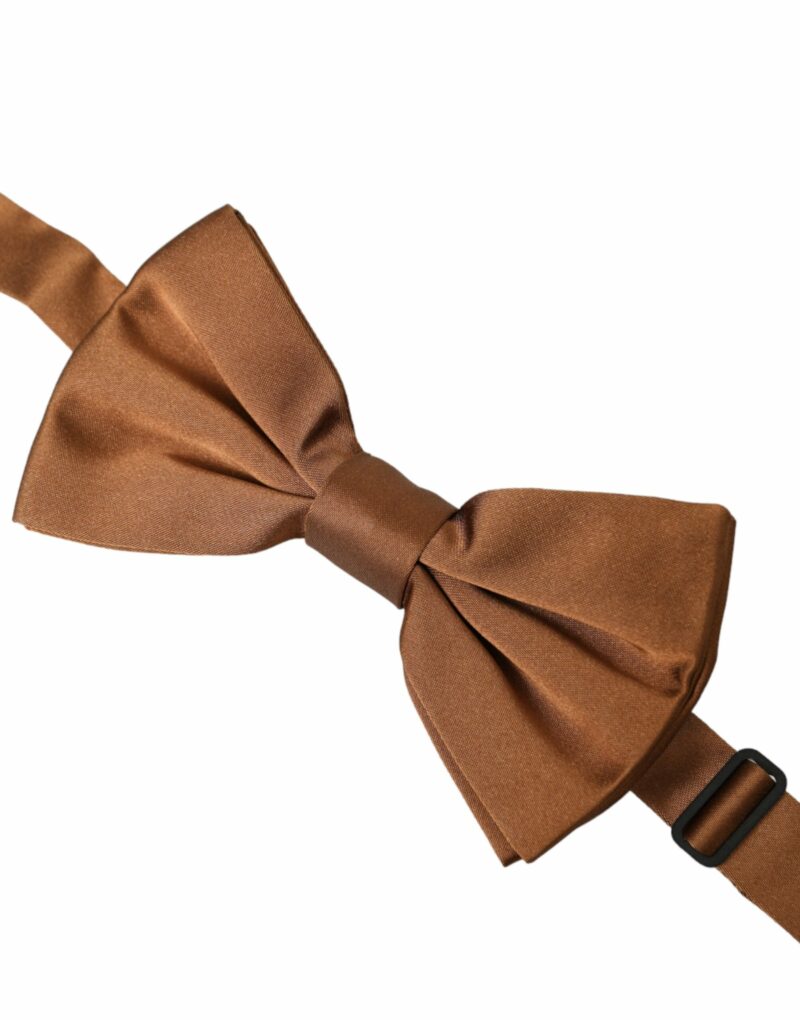 Dolce & Gabbana Brown Silk Adjustable Neck Men Bow Tie - Image 3