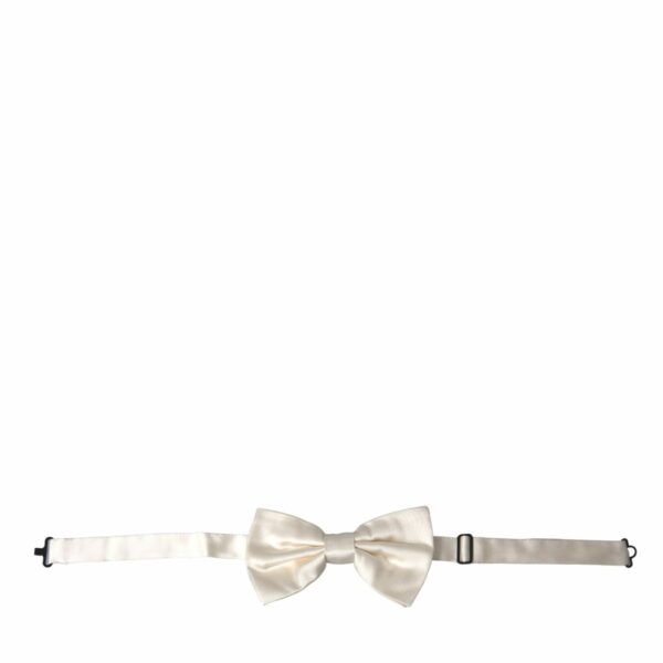 Dolce & Gabbana Off White Silk Adjustable Neck Men Bow Tie