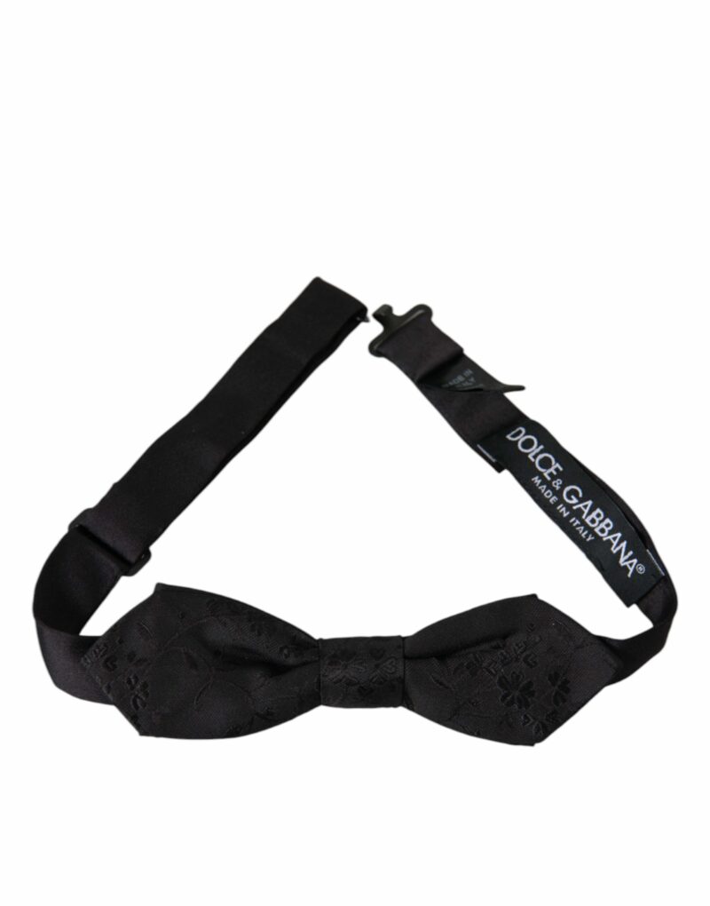 Dolce & Gabbana Black Silk Adjustable Neck Men Bow Tie - Image 2