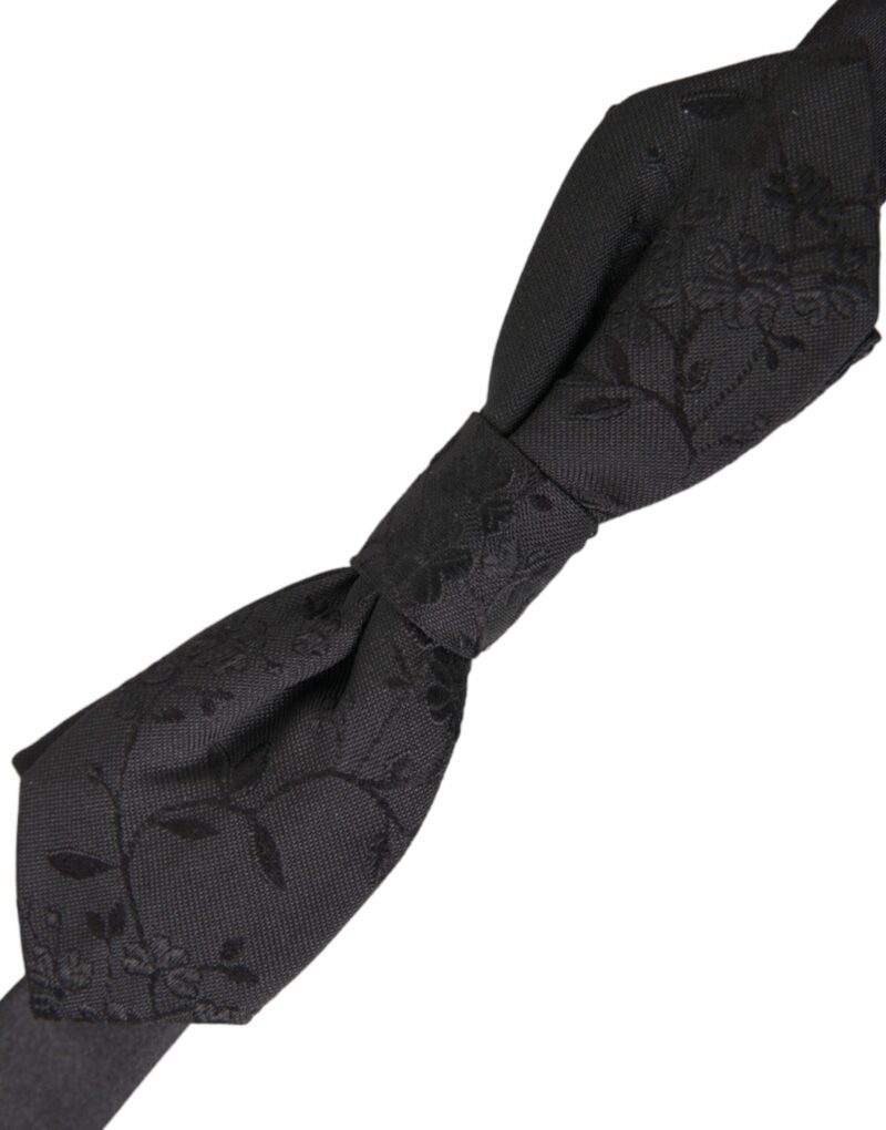 Dolce & Gabbana Black Silk Adjustable Neck Men Bow Tie - Image 3