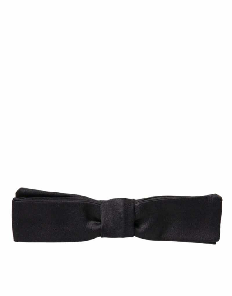 Dolce & Gabbana Dark Gray Silk Adjustable Neck Men Bow Tie - Image 5