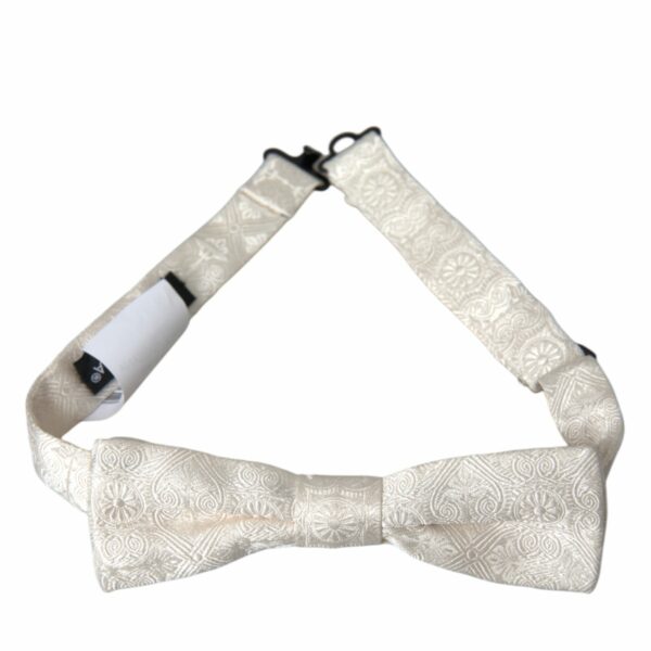 Dolce & Gabbana White Floral Brocade Adjustable Neck Men Bow Tie