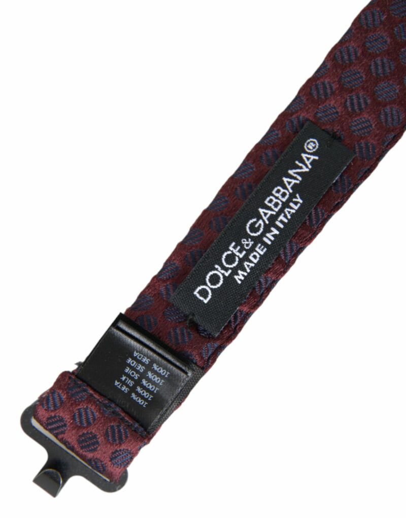 Dolce & Gabbana Maroon Polka Dots Silk Adjustable Neck Bow Tie - Image 3