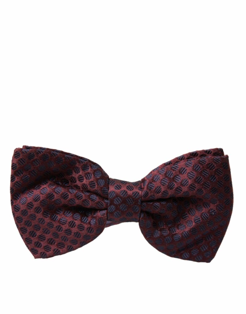 Dolce & Gabbana Maroon Polka Dots Silk Adjustable Neck Bow Tie - Image 4