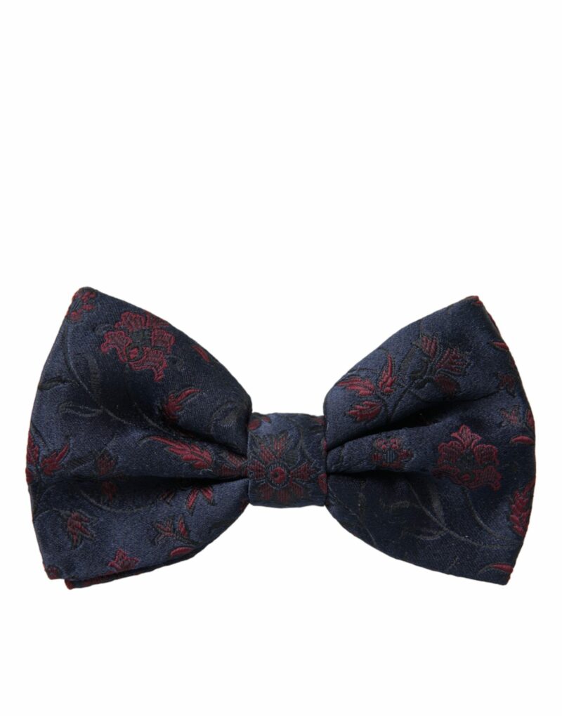 Dolce & Gabbana Blue Floral Brocade Adjustable Neck Men Bow Tie - Image 5