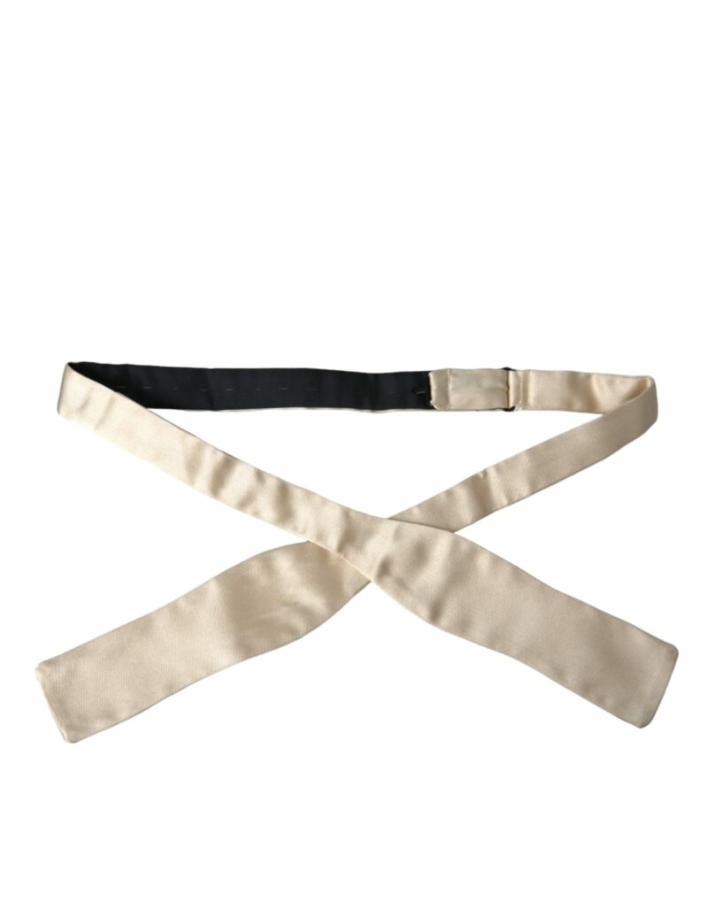 Dolce & Gabbana Beige Silk Slim Skinny Necktie Men Bow Tie - Image 2