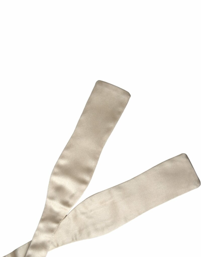 Dolce & Gabbana Beige Silk Slim Skinny Necktie Men Bow Tie - Image 4