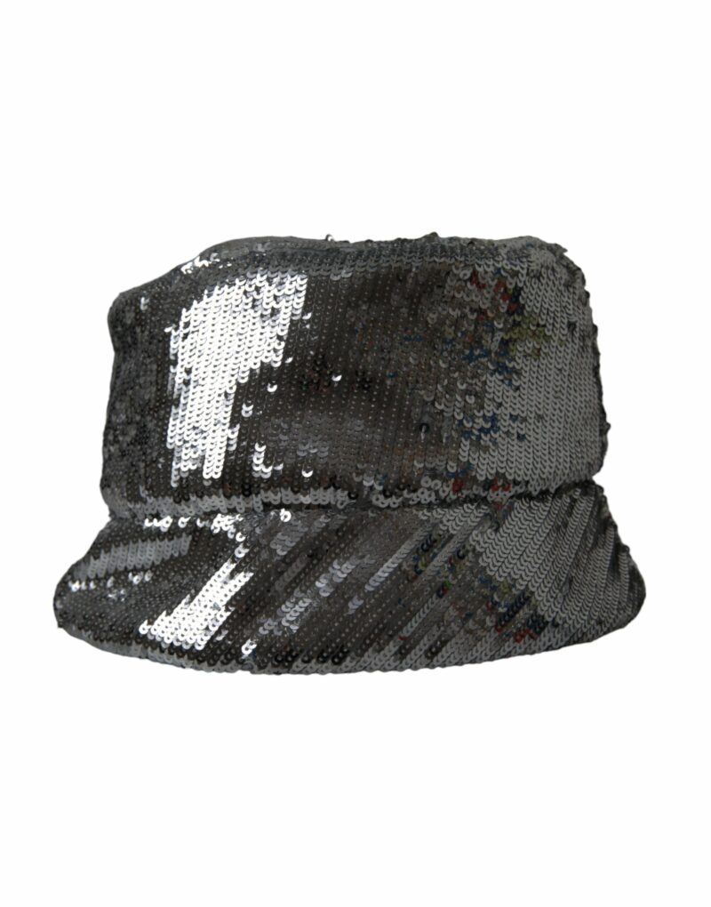 Dolce & Gabbana Silver Sequined Nylon Bucket Hat Men - Image 3