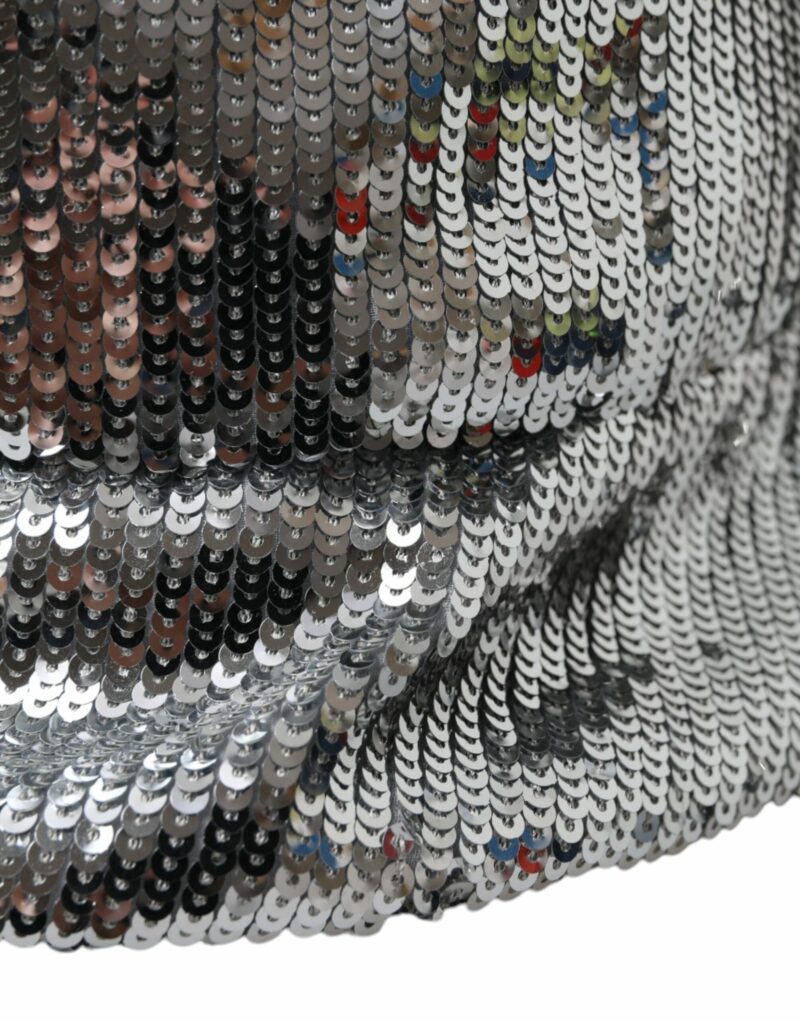 Dolce & Gabbana Silver Sequined Nylon Bucket Hat Men - Image 4
