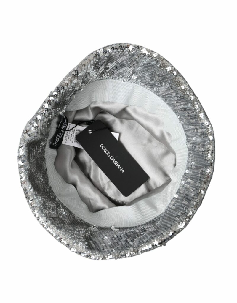 Dolce & Gabbana Silver Sequined Nylon Bucket Hat Men - Image 6