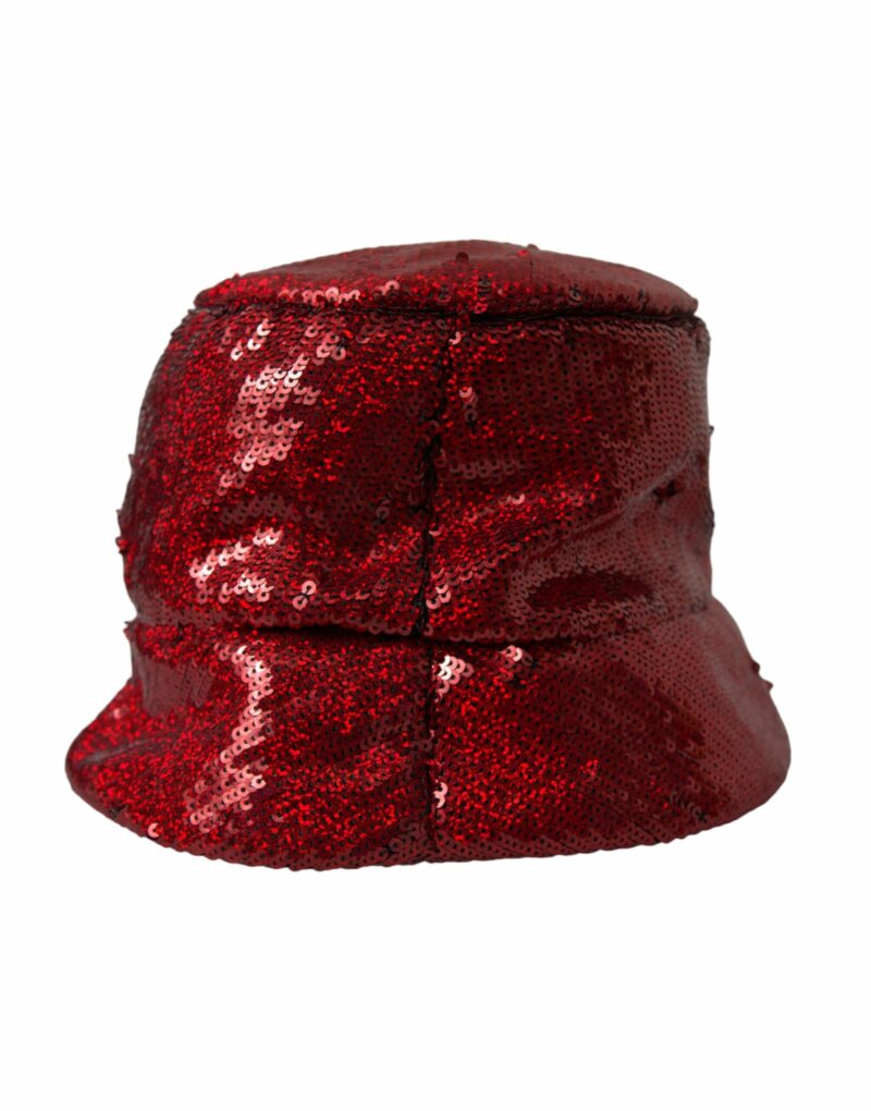 Dolce & Gabbana Red Sequined Nylon Bucket Hat Men - Image 3