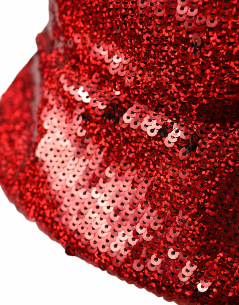 Dolce & Gabbana Red Sequined Nylon Bucket Hat Men - Image 5