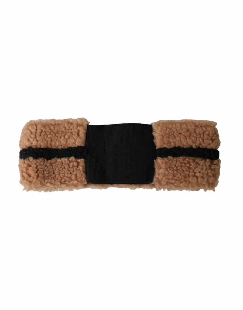 Dolce & Gabbana Brown Black Fleece Wool Head Band Hat Men - Image 2