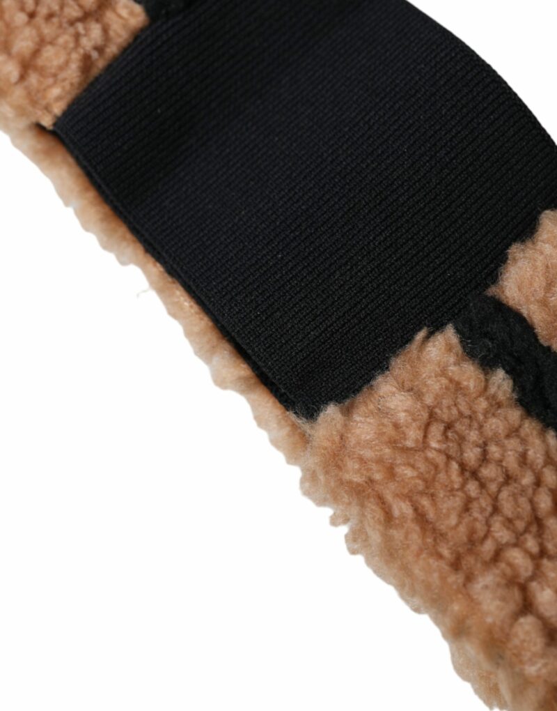 Dolce & Gabbana Brown Black Fleece Wool Head Band Hat Men - Image 3
