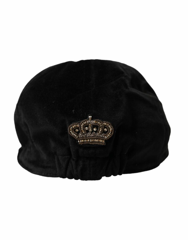 Dolce & Gabbana Black Crown Cotton Newsboy Hat Men - Image 4