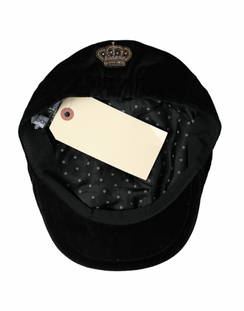 Dolce & Gabbana Black Crown Cotton Newsboy Hat Men - Image 6