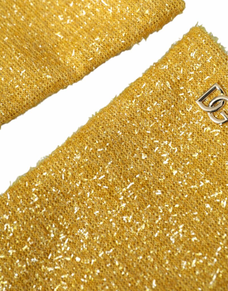 Dolce & Gabbana Gold Lurex Fantasia Mid Arm Length Gloves - Image 2