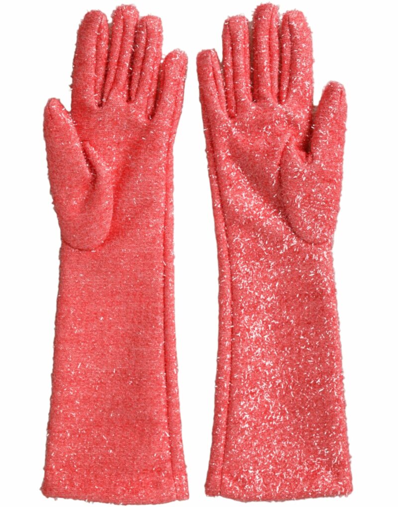 Dolce & Gabbana Pink Lurex Fantasia Mid Arm Length Gloves - Image 2