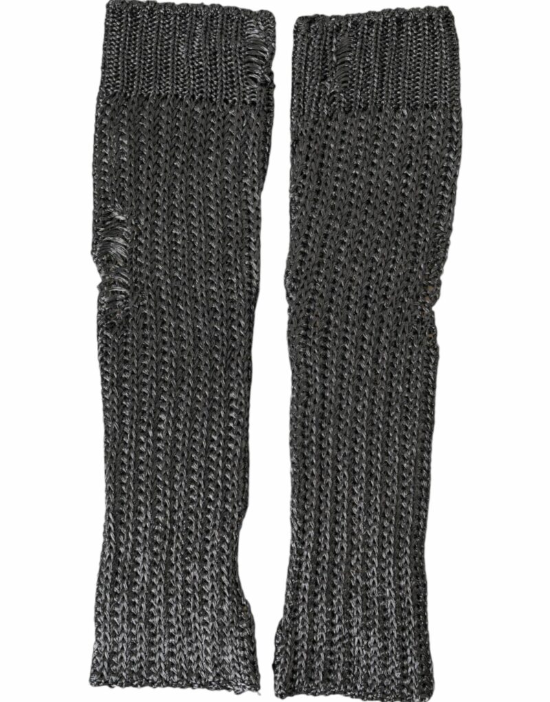Dolce & Gabbana Gray Viscose Knitted Finger Less Gloves - Image 2