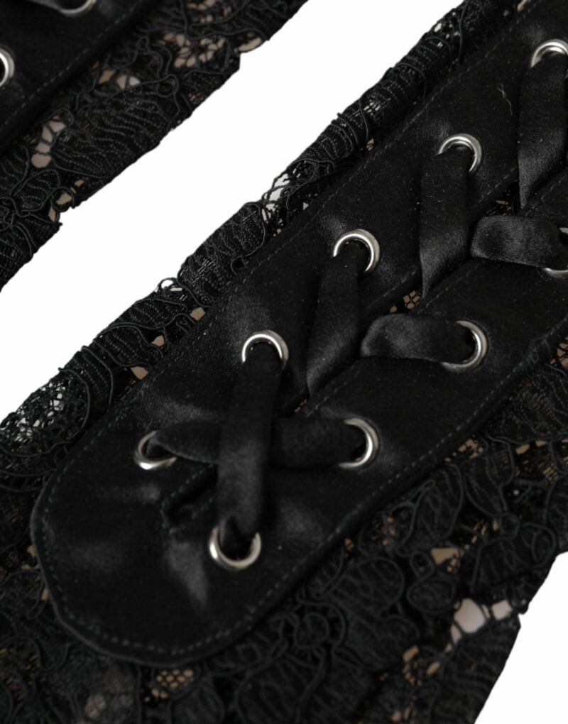 Dolce & Gabbana Black Taormina Lace Elbow Length Gloves - Image 3