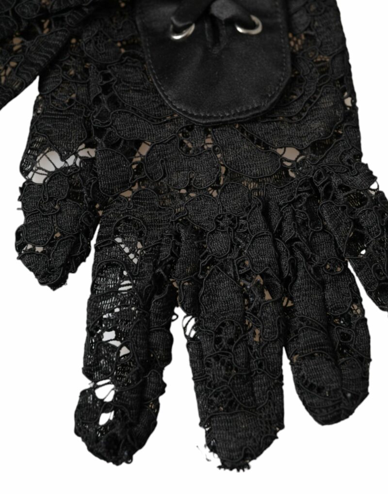 Dolce & Gabbana Black Taormina Lace Elbow Length Gloves - Image 4