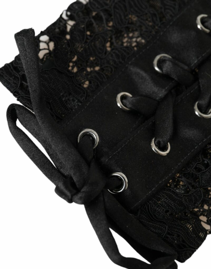 Dolce & Gabbana Black Taormina Lace Elbow Length Gloves - Image 5