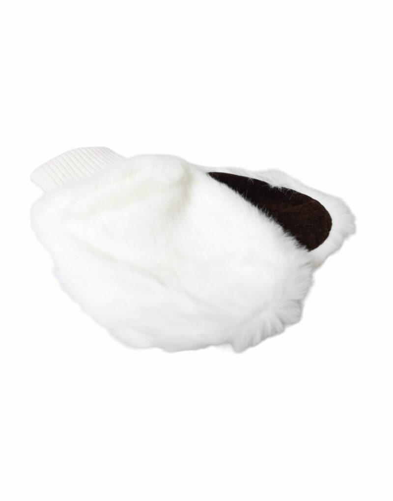 Dolce & Gabbana White Acrylic Knitted Fur Wrist Mitten Gloves - Image 3