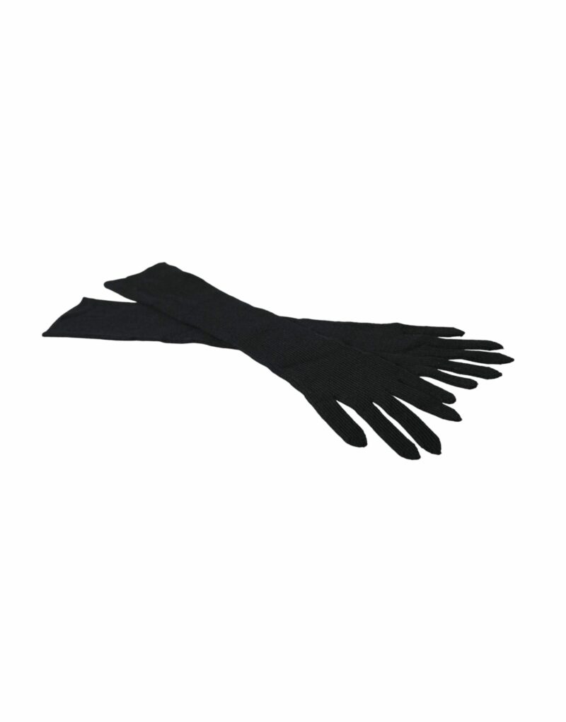 Dolce & Gabbana Black Cashmere Knitted Elbow Length Gloves - Image 5