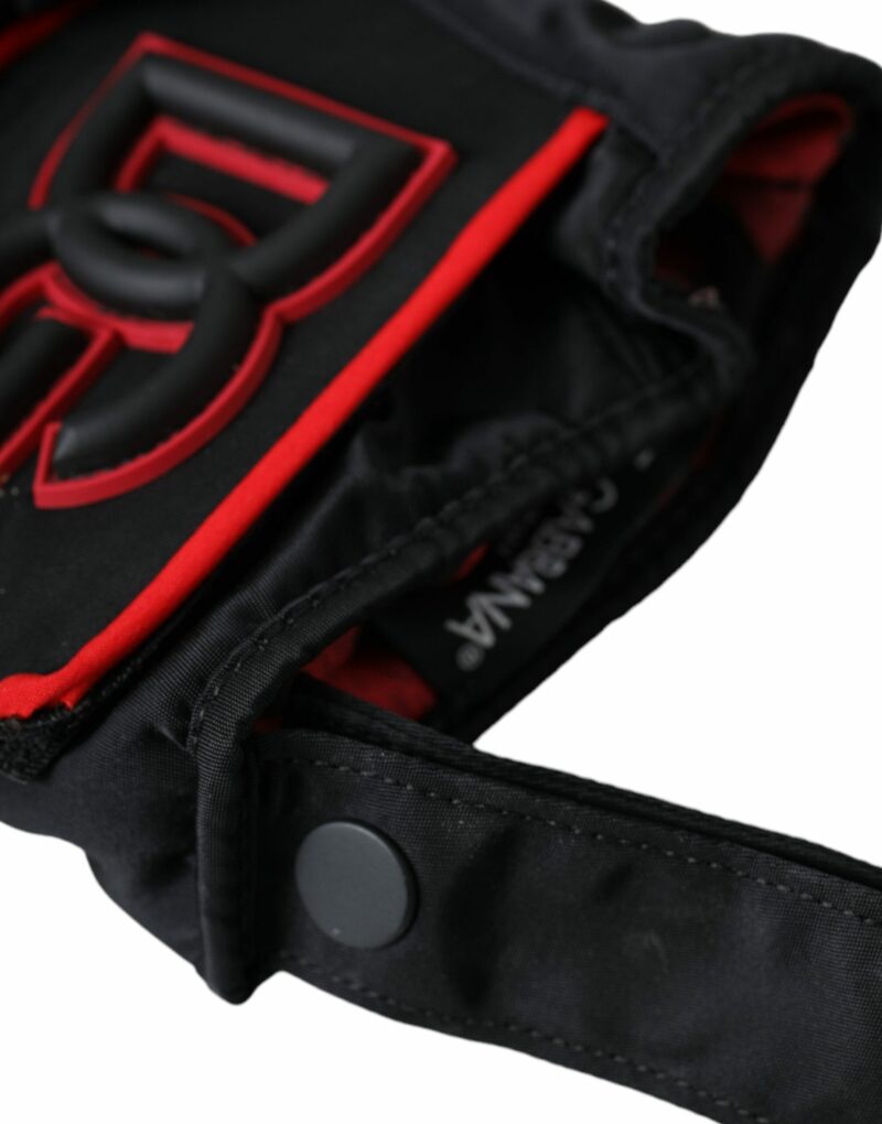 Dolce & Gabbana Black Red Nylon Wrist Length Gloves - Image 5