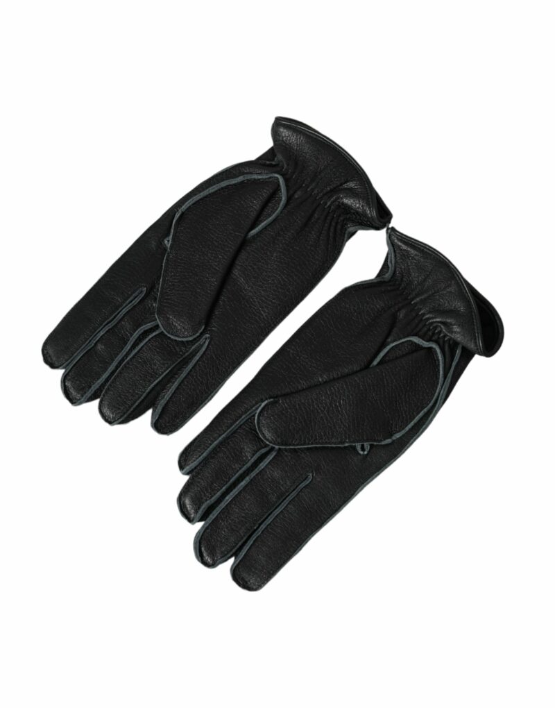 Dolce & Gabbana Black Deer Leather Wrist Length Gloves - Image 2