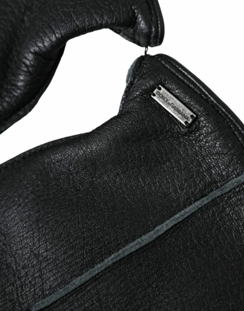 Dolce & Gabbana Black Deer Leather Wrist Length Gloves - Image 3