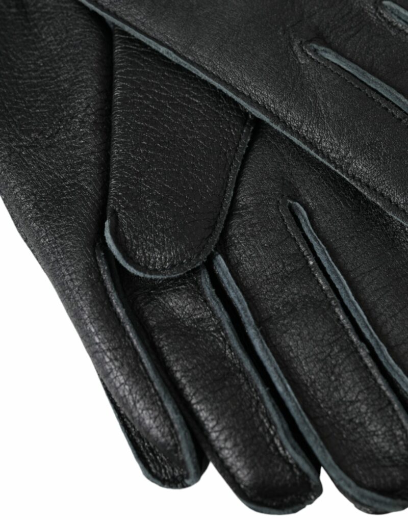 Dolce & Gabbana Black Deer Leather Wrist Length Gloves - Image 4