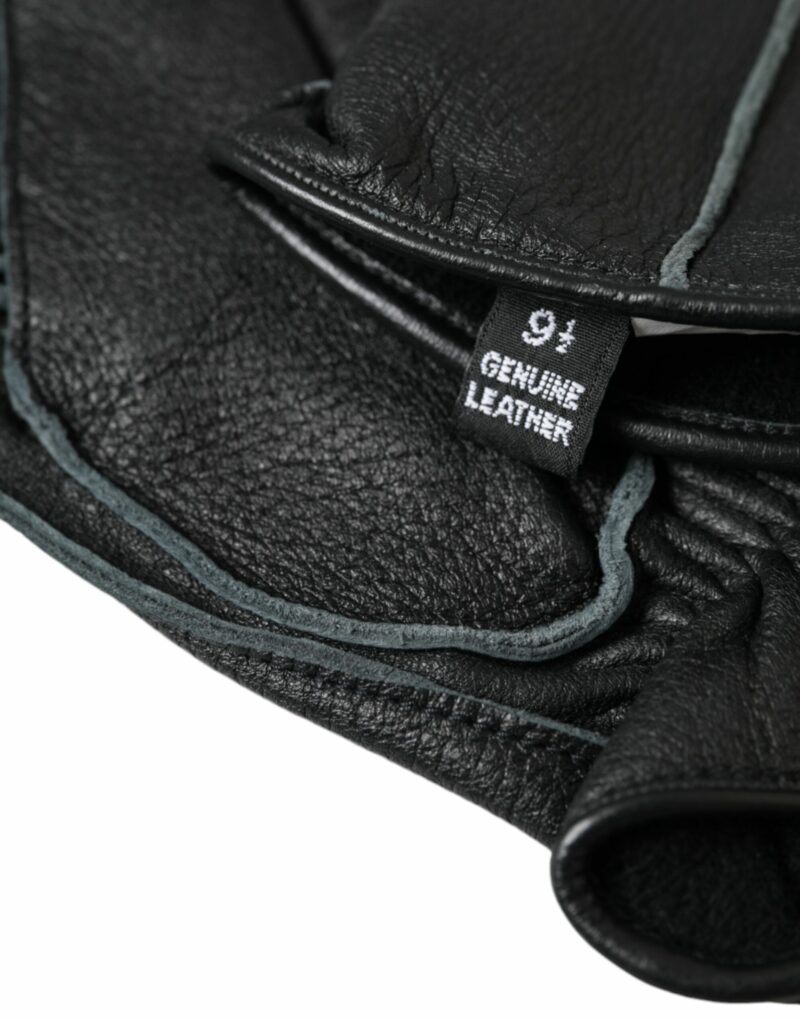 Dolce & Gabbana Black Deer Leather Wrist Length Gloves - Image 5