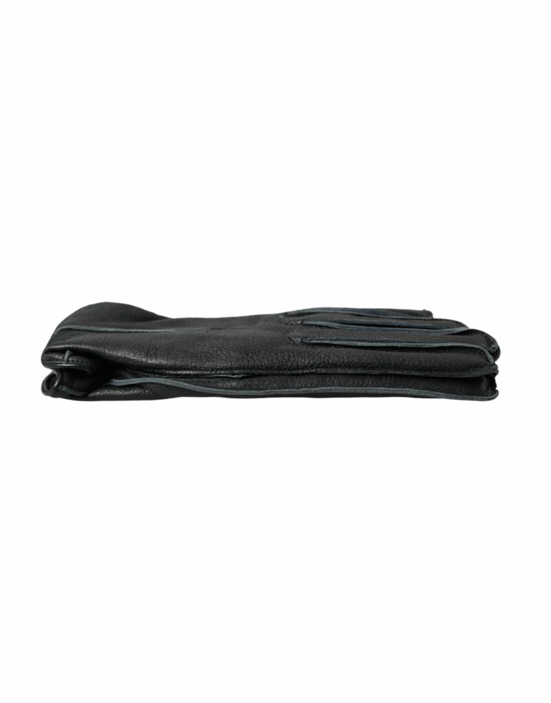 Dolce & Gabbana Black Deer Leather Wrist Length Gloves - Image 6